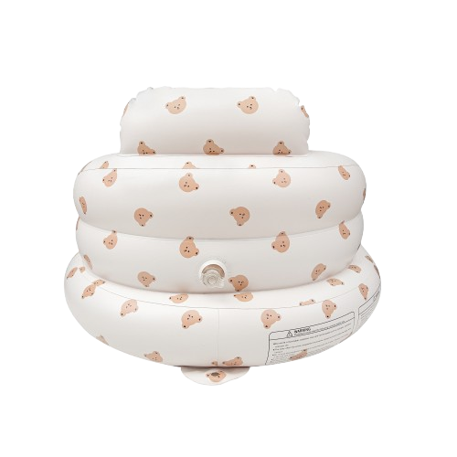 Back view of the ComfyBub™ inflatable baby seat showing the secure air valve on its portable