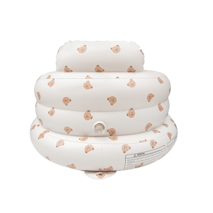 Back view of the ComfyBub™ inflatable baby seat showing the secure air valve on its portable