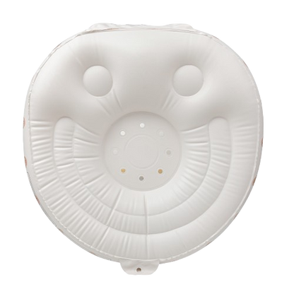 Bottom view of the ComfyBub™ inflatable baby seat, highlighting the base structure of its portable